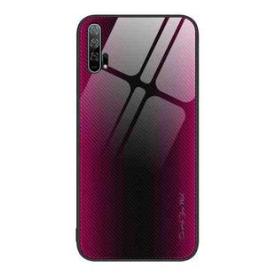 For Honor 20 Pro Texture Gradient Glass TPU Phone Case(Rose Red)