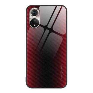 For Honor 50 Texture Gradient Glass TPU Phone Case(Red)