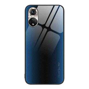 For Honor 50 Texture Gradient Glass TPU Phone Case(Blue)