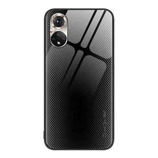 For Honor 50 Texture Gradient Glass TPU Phone Case(Black)