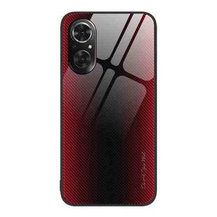 For Honor 50 SE Texture Gradient Glass TPU Phone Case(Red)