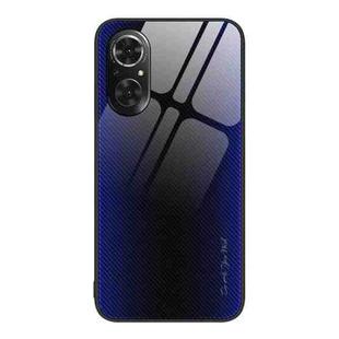 For Honor 50 SE Texture Gradient Glass TPU Phone Case(Dark Blue)