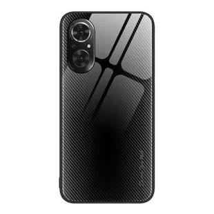 For Honor 50 SE Texture Gradient Glass TPU Phone Case(Black)