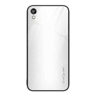 For Honor Play 3e Texture Gradient Glass TPU Phone Case(White)