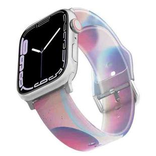 Frosted Translucent Silicone Watch Band For Apple Watch Ultra 49mm / Series 8&7 45mm / SE 2&6&SE&5&4 44mm / 3&2&1 42mm(Blue-violet Bubbles)