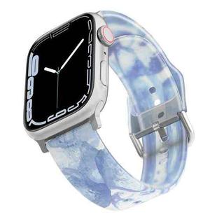 Frosted Translucent Silicone Watch Band For Apple Watch Series 8&7 41mm / SE 2&6&SE&5&4 40mm / 3&2&1 38mm(Ice Blue)