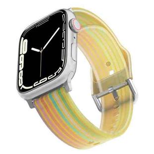 Frosted Translucent Silicone Watch Band For Apple Watch Series 8&7 41mm / SE 2&6&SE&5&4 40mm / 3&2&1 38mm(Yellow Rainbow)