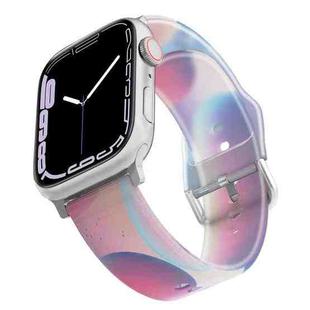 Frosted Translucent Silicone Watch Band For Apple Watch Series 8&7 41mm / SE 2&6&SE&5&4 40mm / 3&2&1 38mm(Blue-violet Bubbles)
