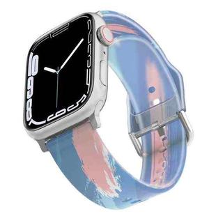 Frosted Translucent Silicone Watch Band For Apple Watch Series 8&7 41mm / SE 2&6&SE&5&4 40mm / 3&2&1 38mm(Blue Pink)