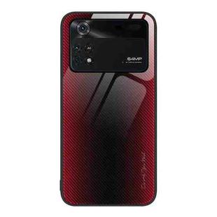 For Xiaomi Poco M4 Pro Texture Gradient Glass TPU Phone Case(Red)