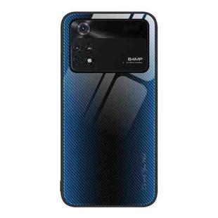 For Xiaomi Poco M4 Pro Texture Gradient Glass TPU Phone Case(Blue)