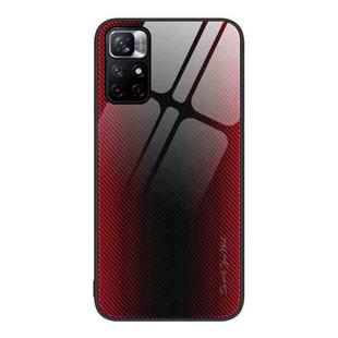 For Xiaomi Poco M4 Pro 5G Texture Gradient Glass TPU Phone Case(Red)