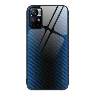 For Xiaomi Poco M4 Pro 5G Texture Gradient Glass TPU Phone Case(Blue)