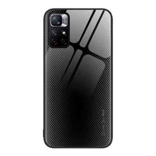 For Xiaomi Poco M4 Pro 5G Texture Gradient Glass TPU Phone Case(Black)