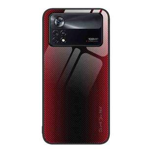 For Xiaomi Poco X4 Pro 5G Texture Gradient Glass TPU Phone Case(Red)