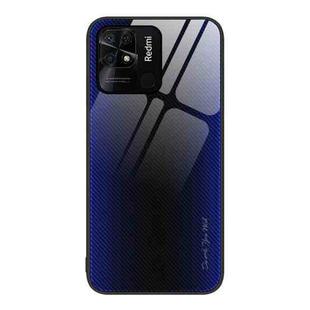 For Xiaomi Redmi 10C Texture Gradient Glass TPU Phone Case(Dark Blue)