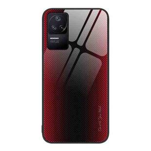 For Xiaomi Redmi K50 Texture Gradient Glass TPU Phone Case(Red)