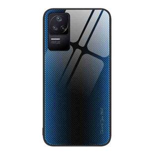 For Xiaomi Redmi K50 Texture Gradient Glass TPU Phone Case(Blue)