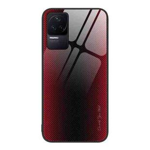 For Xiaomi Redmi K50 Pro Texture Gradient Glass TPU Phone Case(Red)