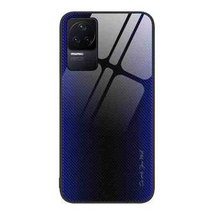 For Xiaomi Redmi K50 Pro Texture Gradient Glass TPU Phone Case(Dark Blue)