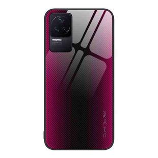 For Xiaomi Redmi K50 Pro Texture Gradient Glass TPU Phone Case(Rose Red)