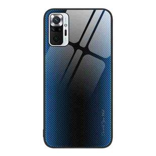 For Xiaomi Redmi Note 10 Pro Texture Gradient Glass TPU Phone Case(Blue)