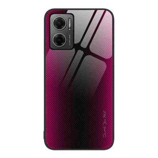 For Xiaomi Redmi Note 11E Texture Gradient Glass TPU Phone Case(Rose Red)