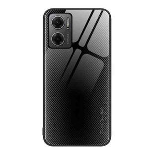 For Xiaomi Redmi Note 11E Texture Gradient Glass TPU Phone Case(Black)