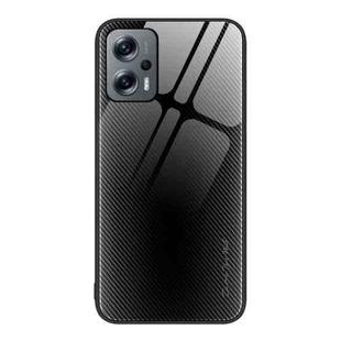 For Xiaomi Redmi Note 11T Pro Texture Gradient Glass TPU Phone Case(Black)