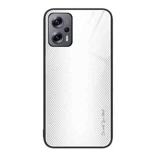 For Xiaomi Redmi Note 11T Pro Texture Gradient Glass TPU Phone Case(White)