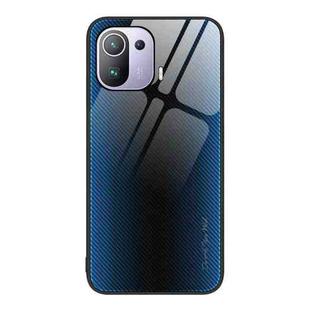 For Xiaomi 11T Pro Texture Gradient Glass TPU Phone Case(Blue)