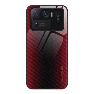 For Xiaomi Mi 11 Ultra Texture Gradient Glass TPU Phone Case(Red)