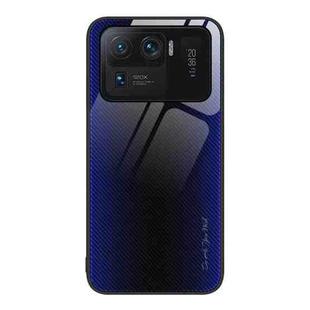 For Xiaomi Mi 11 Ultra Texture Gradient Glass TPU Phone Case(Dark Blue)