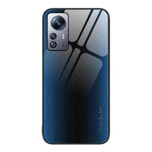 For Xiaomi 12 Pro Texture Gradient Glass TPU Phone Case(Blue)