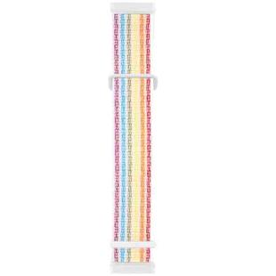 For Fitbit Versa 3 Nylon Rubber Buckle Watch Band(Thin Rainbow)