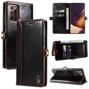 For Samsung Galaxy Note20 GQUTROBE RFID Blocking Oil Wax Leather Phone Case(Brown)