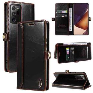 For Samsung Galaxy Note20 Ultra GQUTROBE RFID Blocking Oil Wax Leather Phone Case(Brown)
