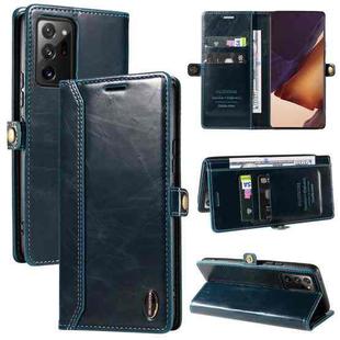 For Samsung Galaxy Note20 Ultra GQUTROBE RFID Blocking Oil Wax Leather Phone Case(Blue)