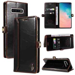 For Samsung Galaxy S10 GQUTROBE RFID Blocking Oil Wax Leather Phone Case(Brown)