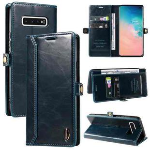 For Samsung Galaxy S10 GQUTROBE RFID Blocking Oil Wax Leather Phone Case(Blue)