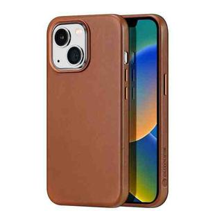 For iPhone 14 Plus DUX DUCIS NAPLES Series Genuine Leather MagSafe Magnetic Phone Case (Brown)