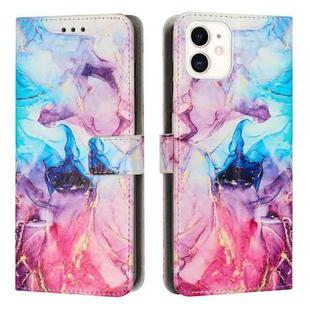 For iPhone 11 Painted Marble Pattern Leather Phone Case (Pink Purple)