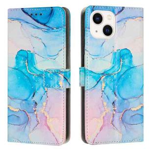 For iPhone 13 mini Painted Marble Pattern Leather Phone Case (Pink Green)