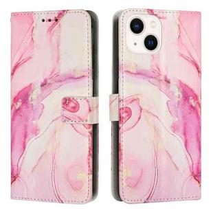 For iPhone 14 Painted Marble Pattern Leather Phone Case (Rose Gold)