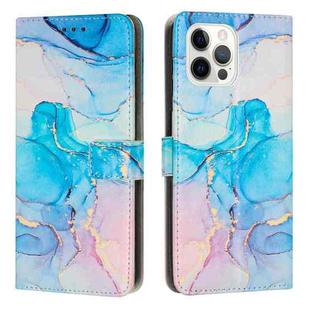 For iPhone 14 Pro Painted Marble Pattern Leather Phone Case(Pink Green)