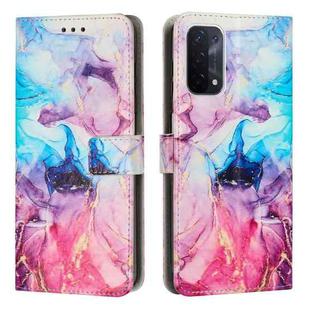 For OPPO A54 5G/A74 5G/A93 5G Painted Marble Pattern Leather Phone Case(Pink Purple)
