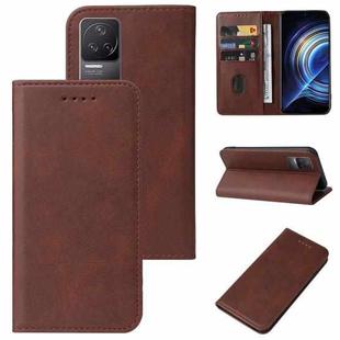 For Xiaomi Redmi K50 Magnetic Closure Leather Phone Case(Brown)