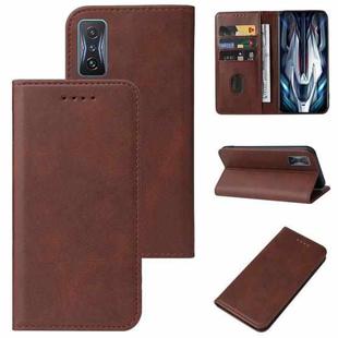 For Xiaomi Redmi K50 Gaming Magnetic Closure Leather Phone Case(Brown)