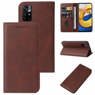 For Xiaomi Redmi Note 11 5G Magnetic Closure Leather Phone Case(Brown)