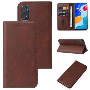 For Xiaomi Redmi Note 11S Magnetic Closure Leather Phone Case(Brown)